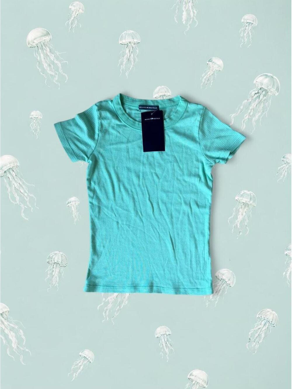 Brandy Melville seafoam teal striped tshirt